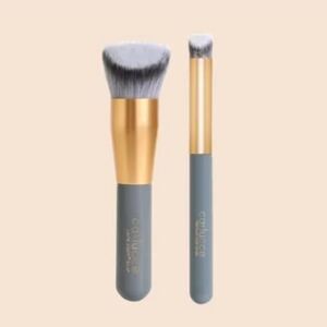 Carlucce Cosmetics Brush Duo BNIP Sealed Cream Brush/Hush-Hush Brush Grey/Gold